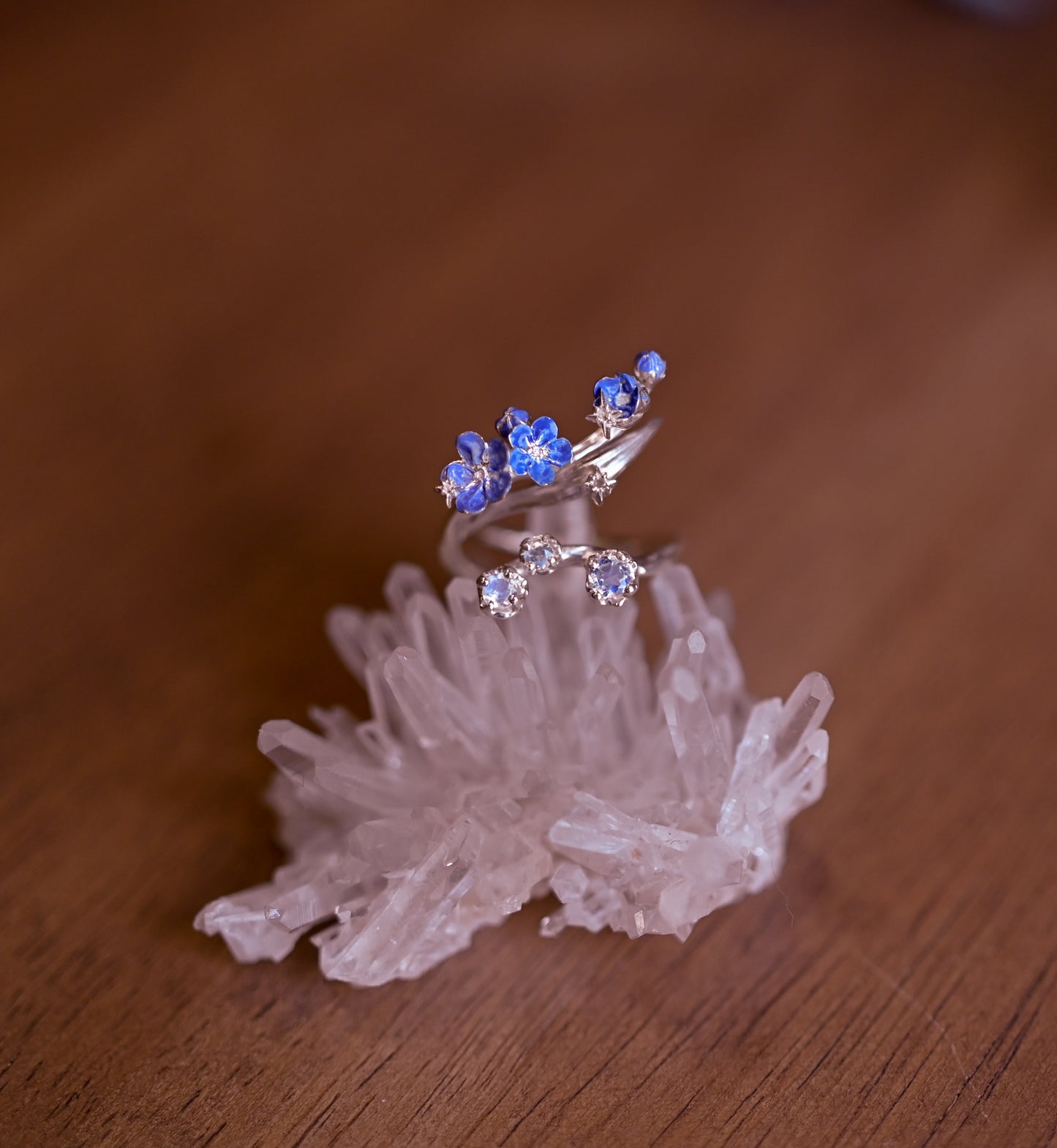 Forget Me Not Blue Moonston Ring - LLUNAA