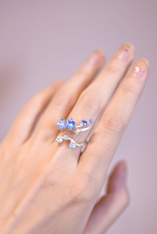 Forget Me Not Blue Moonston Ring - LLUNAA