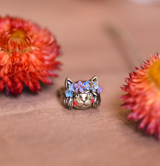 Meow with Head Scarf Ring - LLUNAA