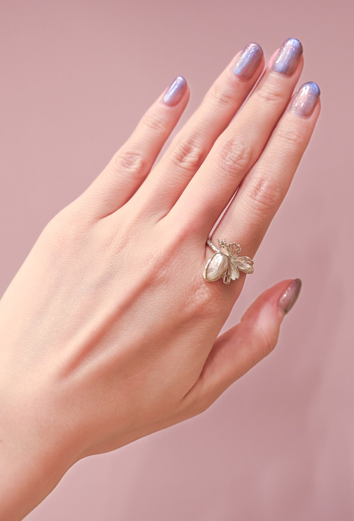 Butterfly Flowers Baroque Pearl Ring